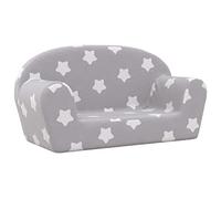 vidaXL Sofá de Niños de 2 Plazas, Sillón con Reposabrazos, Mini Sofá Infantil, Sofá para Dormitorio Sala Juegos, Felpa Suave Gris Claro con Estrellas