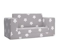 vidaXL Sofá infantil 2 plazas felpa suave gris claro con estrellas