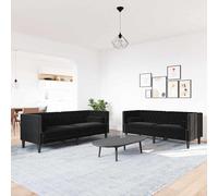 vidaXL Sofá de sala 2 uds. Negro Terciopelo