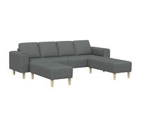vidaXL Sofá de Sala 3 pcs Gris Oscuro Poliéster, Sala, Sofá Moderno, Sofá Rectangular, Cojines Resistentes, Material Transpirable, Mueble Funcional