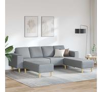 vidaXL Sofá de sala 3 uds. Gris Claro Poliéster