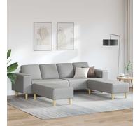 vidaXL Sofá de sala 3 uds. Gris Nube Poliéster