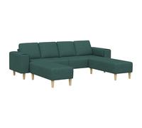 vidaXL Sofá de sala 3 uds. Poliéster Multicolor Verde oscuro