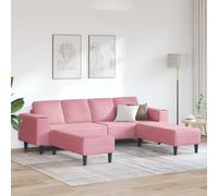 vidaXL Sofá de sala 3 uds. Multicolor Rosa