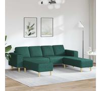 vidaXL Sofá de sala 3 uds. Verde oscuro Poliéster