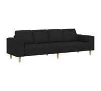 vidaXL Sofá de Sala Negro 250 x 77 x 76 cm Poliéster, Sala, Sofá Moderno, Sofá Rectangular, Cojines Resistentes, Material Transpirable, Mueble Funcional