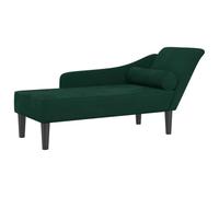 VidaXL Sofá Diván Chaise Longue con Cojines de Terciopelo Verde Oscuro - Tumbona Tapizada para Salón