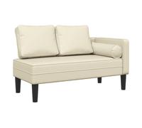 vidaXL Sofá chaise longue con cojines, cuero sintético Crema