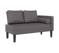 vidaXL Sofá diván con cojines, chaise longue, cuero sintético, gris