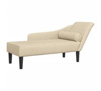 vidaXL Sofá diván chaise longue con cojines, tapizado en tela crema