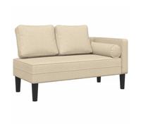 vidaXL Sofá diván con cojines Chaise longue – Tapizado tela crema – Tumbona salón/dormitorio