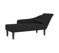 vidaXL Sofá diván Chaise longue con cojines, tapizado en tela negra para salón y dormitorio