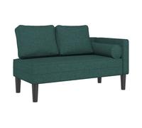 vidaXL Sofá diván Chaise longue con cojines tela verde oscuro