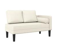 vidaXL Sofá chaise longue diván tapizado terciopelo crema con cojines