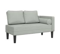 vidaXL Sofá diván con cojines de terciopelo, chaise longue, gris claro