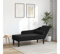 vidaXL Sofá diván chaise longue, terciopelo negro con cojines y tumbona tapizada para salón