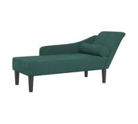 vidaXL Sofá diván chaise longue tapizado con cojines de terciopelo – Verde oscuro