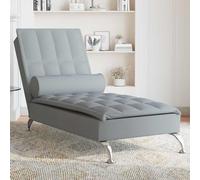 vidaXL Sofá diván de masaje con cojín de tela gris claro Tumbona moderna de dormitorio
