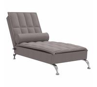 vidaXL Sofá diván de Masaje con cojín de Tela Taupe, sofá Tumbona, Tumbona Moderna, diván Moderno, sofás Tumbona, Tumbona de Dormitorio