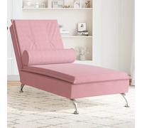 Vidaxl sofá diván de masaje con cojín de terciopelo rosa