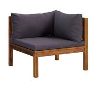 vidaXL Sofá esquinero seccional con cojines, madera maciza de acacia, gris oscuro