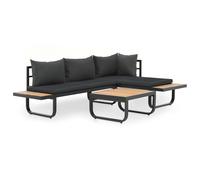 vidaXL Sofá Esquina y Mesa Cojines Aluminio WPC Asiento Sillón Mesilla Mueble
