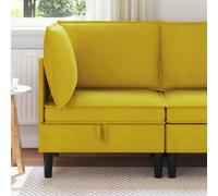 vidaXL Sofá Esquinero con Almacenamiento Amarillo Terciopelo