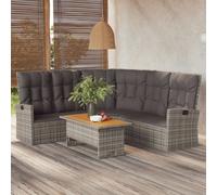 vidaXL Sofá esquinero reclinable con cojines ratán sintético gris
