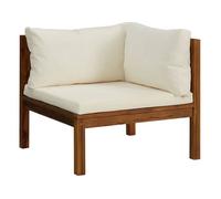 vidaXL Sofá esquinero seccional – madera de acacia – cojín blanco crema