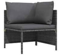 vidaXL Sofá Esquinero Seccional con Cojines Muebles Salón Sala de Estar Exterior Jardín Patio Terraza Hogar Silla Asiento Ratán Sintético Gris