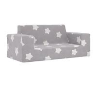 vidaXL Sofá infantil 2 plazas con estrellas, felpa suave, gris claro