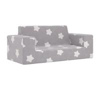 vidaXL Sofá infantil 2 plazas con estrellas, felpa suave, gris claro