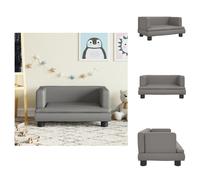 vidaXL Sofá infantil gris, 60x40x30 cm, de imitación cuero - Muebles para bebés y niños pequeños