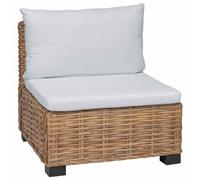 vidaXL Sofá Medio con Cojines GENDT Ratán Natural Natural, Sofá cómodo para Sala, jardín y terraza, Asiento Exterior, ratán, Estructura de Caoba