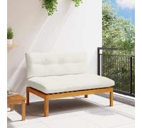 vidaXL Sofá Medio de Jardín Natural y Crema Madera de acacia