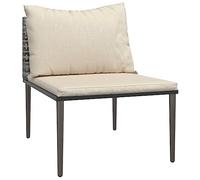 vidaXL Sofá medio de patio - Ratán de poliéster gris resistente a la intemperie, marco de acero duradero, diseño modular, asiento cómodo con cojines gruesos, interior/exterior