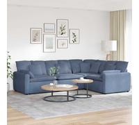 vidaXL Sofá modular con cojines de tela de pana azul