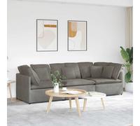 vidaXL Sofá modular con cojines de tela de pana gris claro
