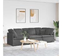 vidaXL Sofá modular con cojines de tela de pana gris oscuro