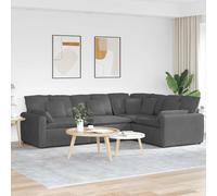 vidaXL Sofá modular con cojines de tela de pana gris oscuro