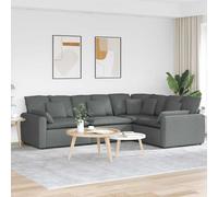 vidaXL Sofá modular con cojines de tela gris oscuro