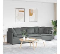 vidaXL Sofá modular con cojines de tela gris oscuro