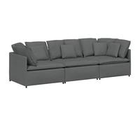vidaXL Sofá modular con cojines de tela Multicolor Gris oscuro