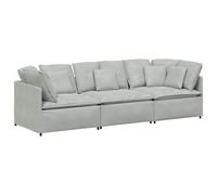 vidaXL Sofá modular con cojines de terciopelo Multicolor Gris claro