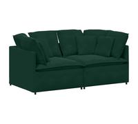 vidaXL Sofá modular con cojines de terciopelo Multicolor Verde oscuro