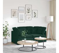 vidaXL Sofá modular con cojines de terciopelo Multicolor Verde oscuro
