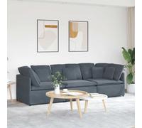 vidaXL Sofá modular con cojines de terciopelo Multicolor Gris oscuro