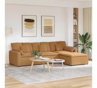 vidaXL Sofá modular con reposapiés y cojines, color beige