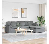 vidaXL Sofá modular con reposapiés y cojines, color gris claro