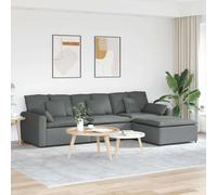 vidaXL Sofá modular con reposapiés y cojines, color gris oscuro